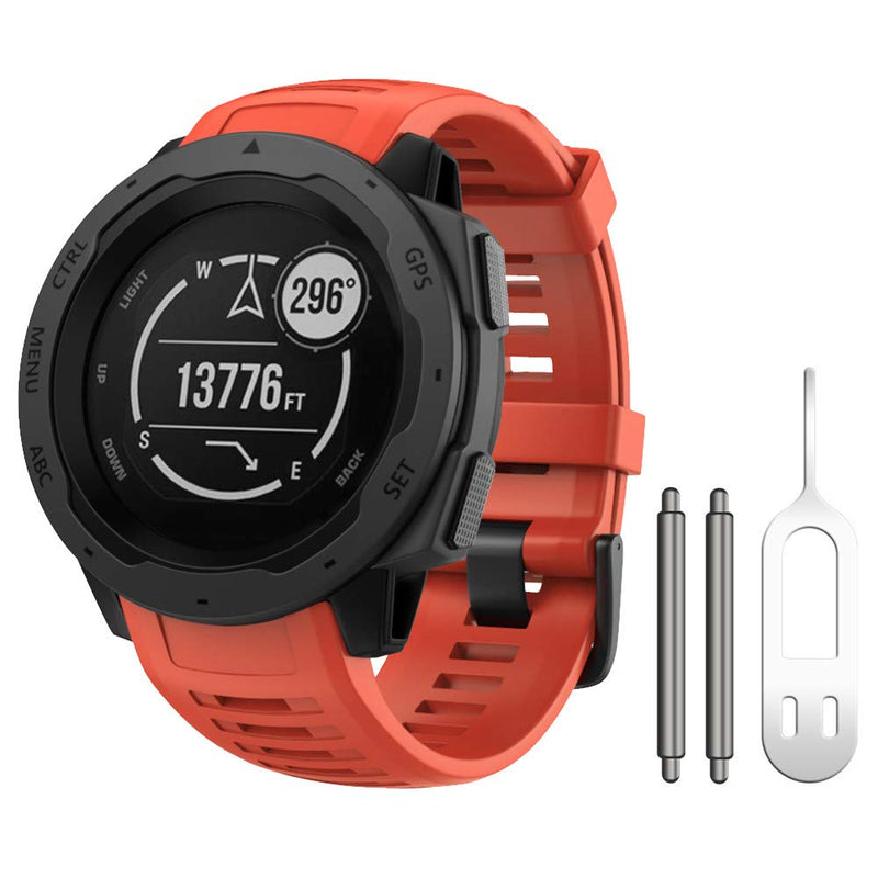 [Australia - AusPower] - ANCOOL Compatible with Garmin Instinct Bands, Soft Silicone Strap Sport Wristband Replacement for Garmin Instinct 2/Instinct Esports/Solar/Tide/Tactical GPS Smartwatch (Flame Red) Flame Red 