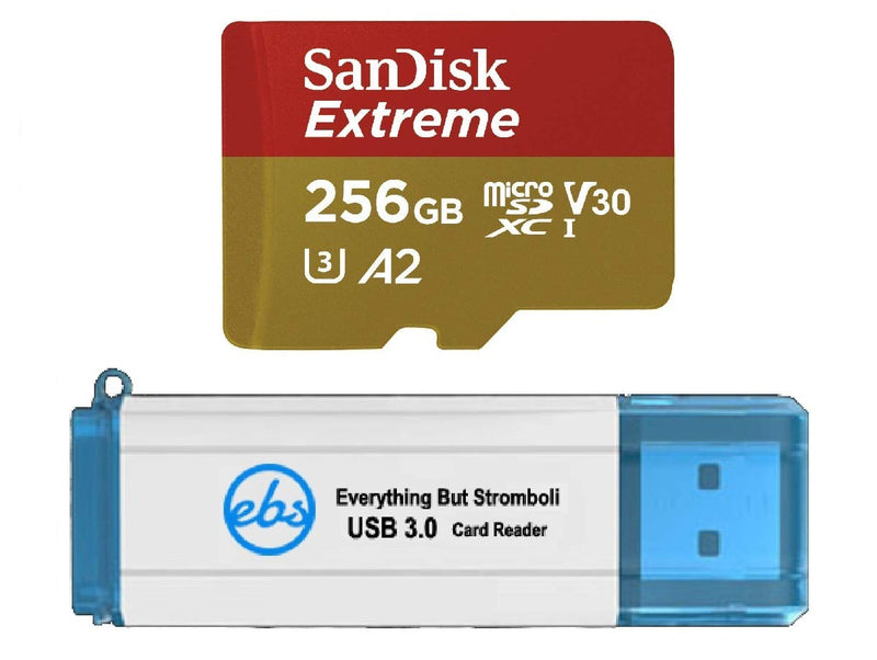 [Australia - AusPower] - SanDisk 256GB Micro SDXC Memory Card Extreme Works with GoPro Hero 7 Black, Silver, Hero7 White UHS-1 U3 A2 Bundle with (1) Everything But Stromboli 3.0 Micro/SD Card Reader 