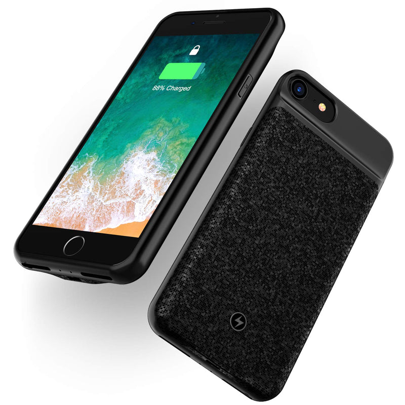 [Australia - AusPower] - Wireless Battery Case Compatible with iPhone SE2 SE 2020 8 7 6s 6 3000mAh Ultra Slim Rechargeable Cover Support Headphone Qi Mosaic Wireless Charging Backup Extended Protective Shell Black 4.7 inch iPhone 8 7 6s 6 