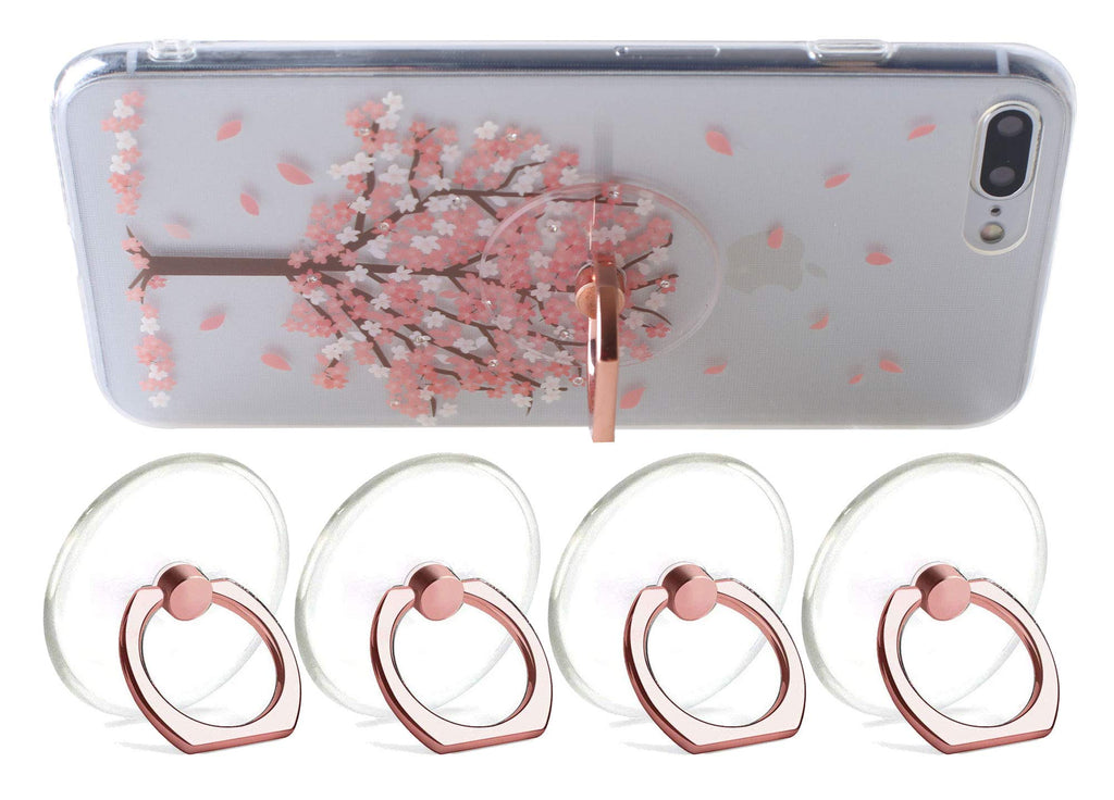 [Australia - AusPower] - ARASO Transparent Cellphone Ring Stand Holder - 360 Degree Rotation Cell Phone Ring Holder Finger Grip for iPhone Xs, Ga;axy S9 Plus Note 9 (Round Rose Gold 4Pcs) Round Rose Gold 4Pcs 