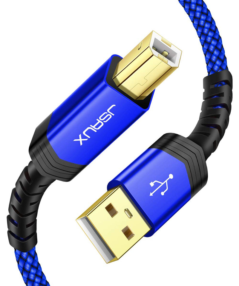 [Australia - AusPower] - JSAUX Printer Cable, 15FT USB Printer Cable USB 2.0 Type A Male to B Male Scanner Cord USB B Cable High Speed for HP, Canon, Epson, Dell, Brother, Lexmark, Xerox, Samsung etc and Piano, DAC Blue 