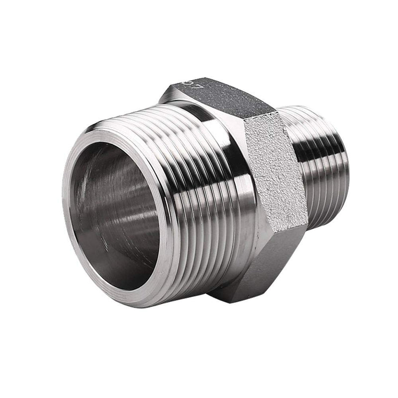 [Australia - AusPower] - Pysrych Stainless Steel 304 Forged Pipe Fitting, Reducing Hex Nipple, 3/4" NPT Male x 3/8" NPT Male Reducer Straight Connector, 3000psi 3/4" Mnpt x3/8" Mnpt 