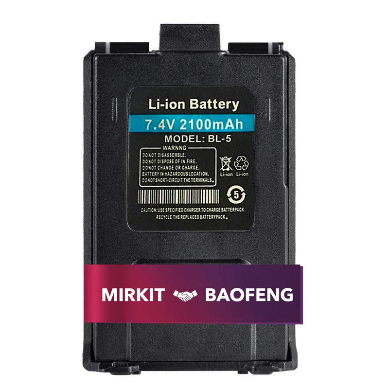[Australia - AusPower] - Baofeng Battery BL-5 Li ion 7.4V 2100mAh for Two-Way HAM Radio UV-5R v2+ BF-F8HP Rechargeable Extended Batteries, Accessories and Parts for radios by Mirkit Radio USA Warranty 1X 
