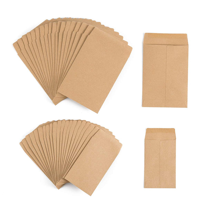 [Australia - AusPower] - 200 Pack Self-Adhesive Small Parts Packets Envelopes Kraft Self Sealing Seed Envelopes Coin Stamps Storage for Home, Garden, Wedding or Office, 2 Size(2.25"×3.5"/3.23"×4.53") 2.25"×3.5" & 3.23"×4.53" 