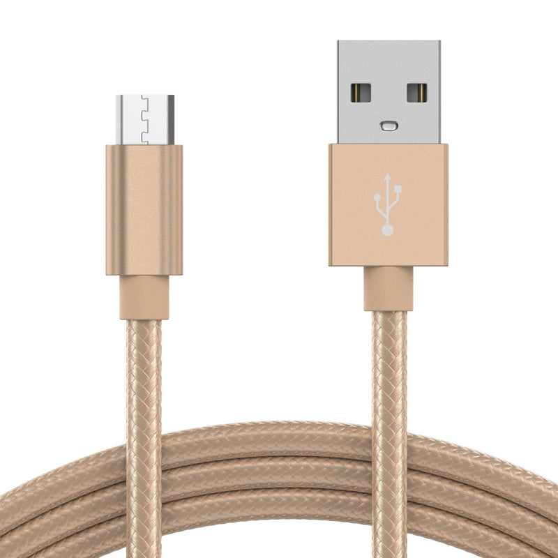 [Australia - AusPower] - TALK WORKS Micro USB Cable 6ft Long Android Cell Phone Charger Braided Heavy Duty Fast Charging Cord for Samsung Galaxy S6 / S7, Tablet, Bluetooth Speaker, Wireless Earbuds Headphones - Gold 6ft (Gold) 