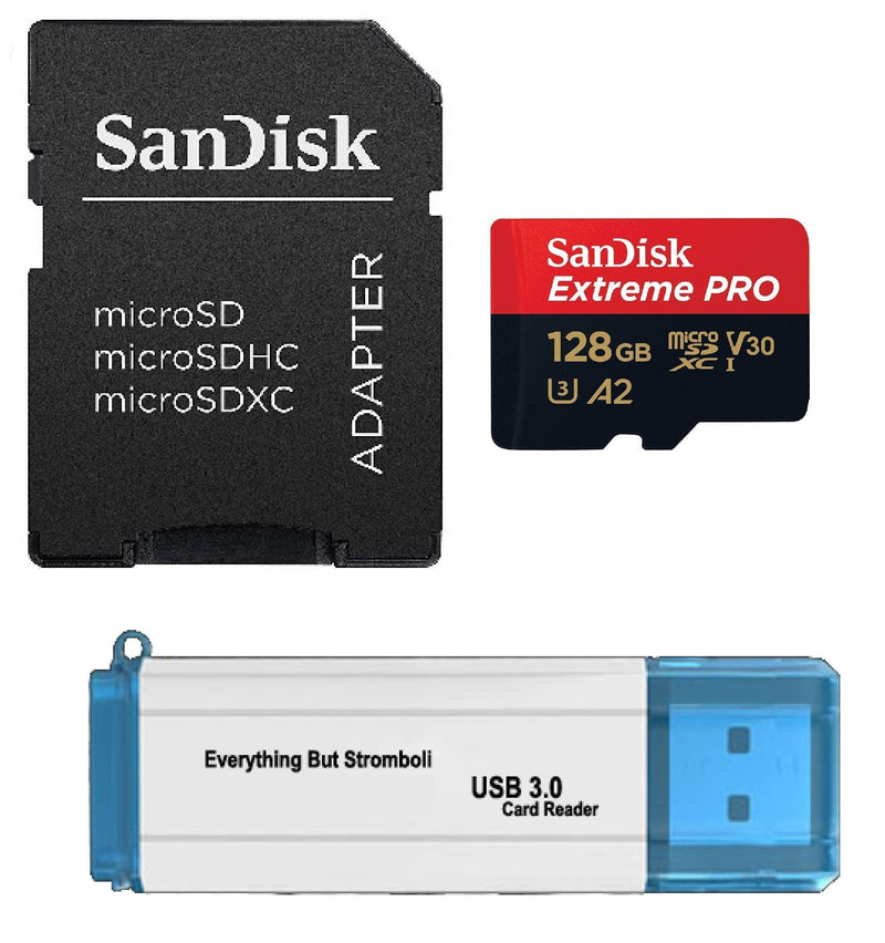 [Australia - AusPower] - SanDIsk 128GB Micro SDXC Extreme Pro 4K V30 Memory Card Works with DJI Mavic 2, Pro, Zoom, Spark, Phantom 4 Video Drone (SDSQXCY-128G-GN6MA) Bundle with (1) Everything But Stromboli 3.0 Card Reader 