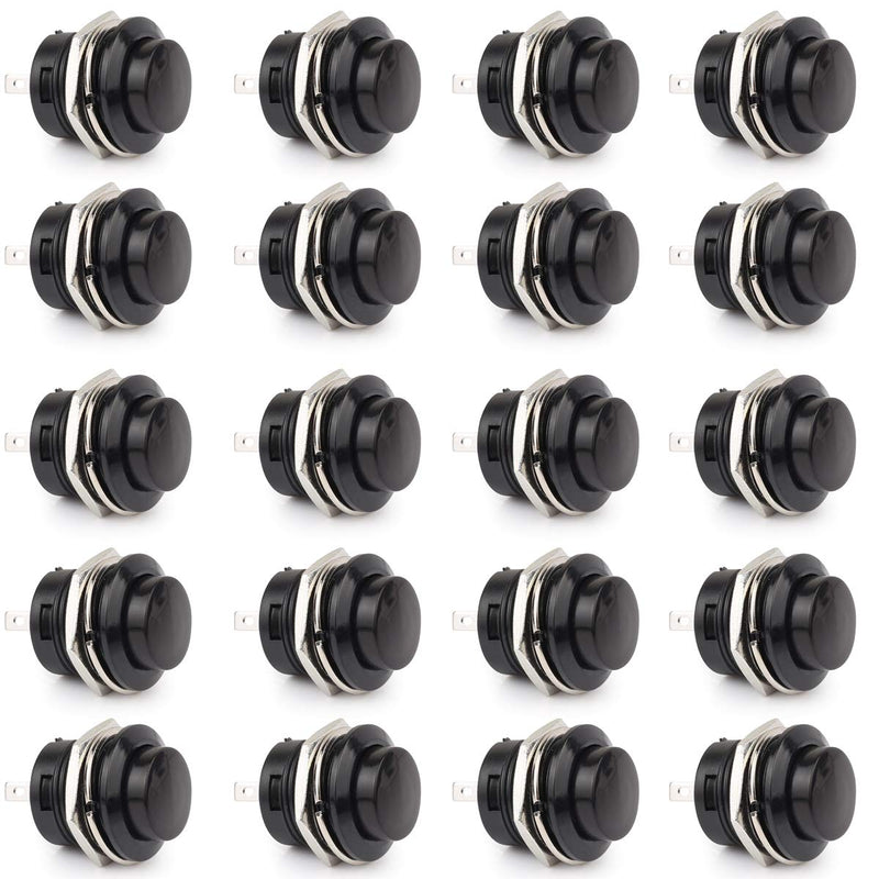 [Australia - AusPower] - Clyxgs SPST Mini Push Button Switch AC250V/3A AC125V/6A With no lock Momentary Push Button Switch Black Cap 20-Pack 