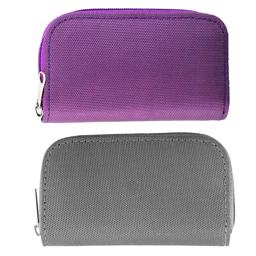 [Australia - AusPower] - [2-Pack] Memory Card Carrying Case, Suitable for SD, SDHC, Micro SD, Mini SD and 4X CF Cards, Card Holder Bag Wallet for Media Storage Organization (Purple+Grey) Purple+Grey 