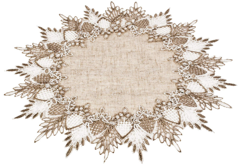 [Australia - AusPower] - Lace Doily 15 inches Neutral Earth Tones Table Topper Scarf Place Mat Round Doily 