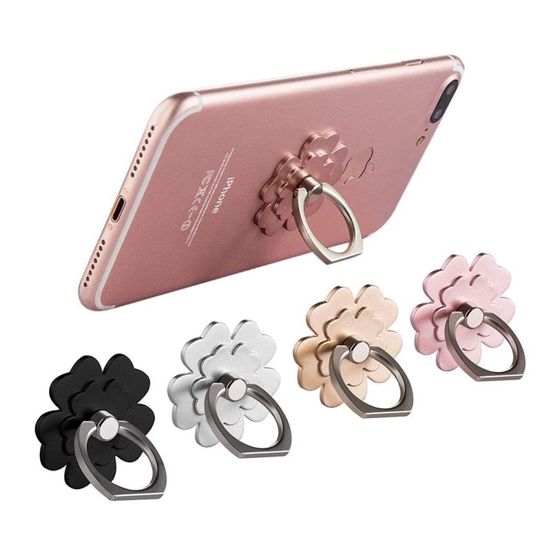 [Australia - AusPower] - SKYii Cell Phone Ring Stand Finger Ring Holder 360 Rotation Phone Holder Ring Grip Compatible with Apple iPhone Xs Max XR X 8 7 Plus 5 5s Samsung Galaxy S8 S7 4-Pack Lucky Flower A 