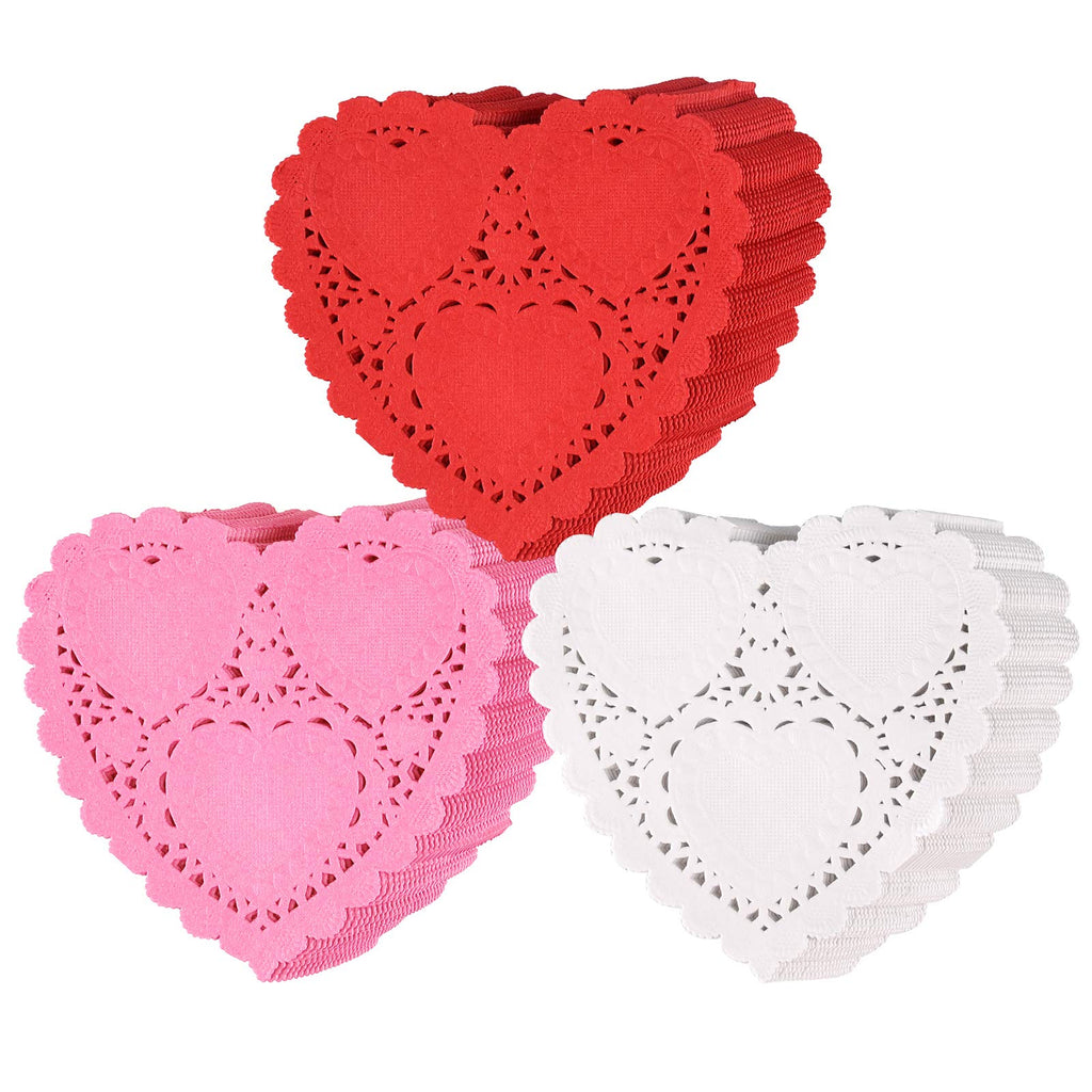 [Australia - AusPower] - TUPARKA 300pcs Mini Valentine Heart Doilies 4 inch Paper Lace Doilies for Valentine Day Decorations 