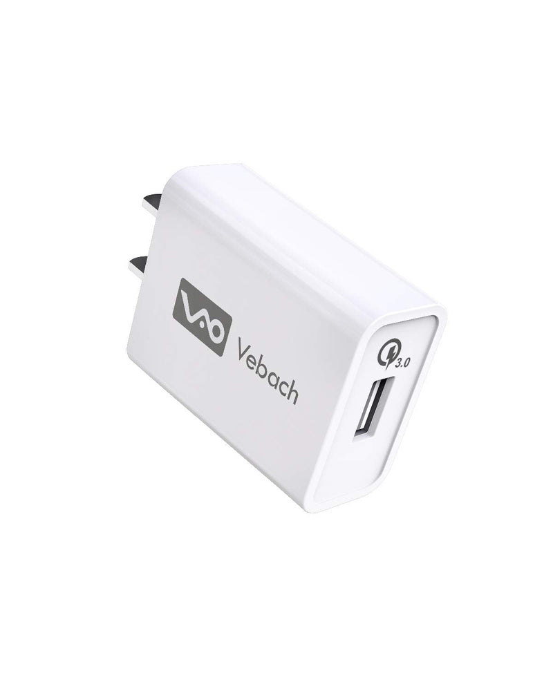 [Australia - AusPower] - Vebach USB Wall Charger Single Port, UL Certified Quick Charge 3.0 18W AC Power Charging Adapter Plug Compatible with Galaxy S10/S9/S8/Note 8/7, LG G6/G4/V30, HTC 10, Nexus 9, iPhone, iPad and More 