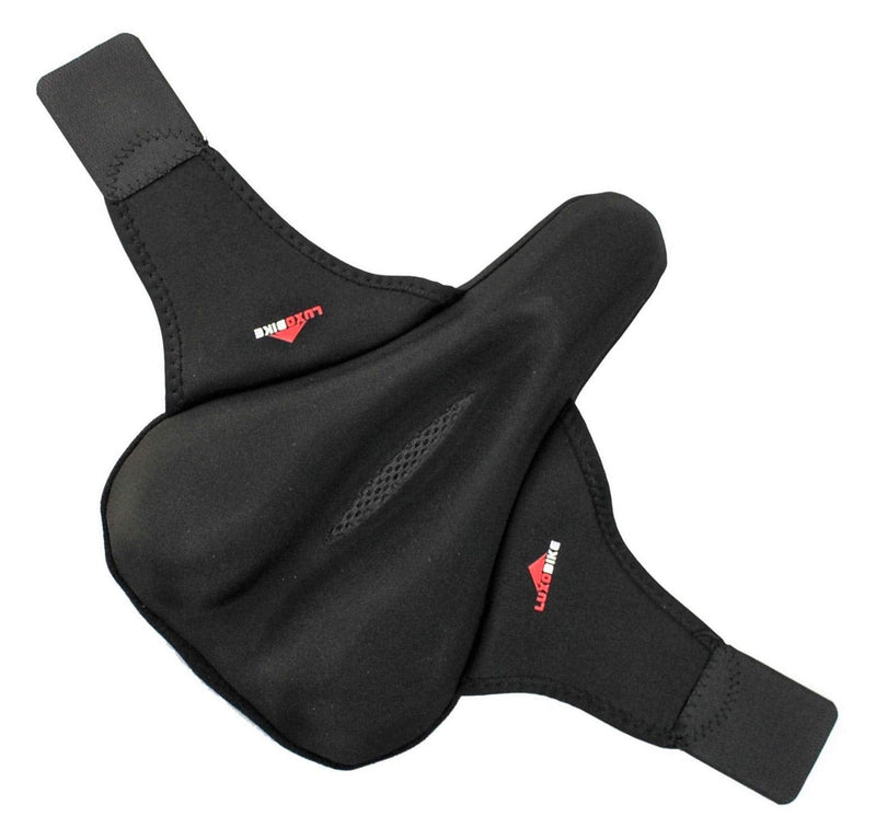 [Australia - AusPower] - LuxoBike Gel Bike Seat Cover Padded Bicycle Seat Covers for Men – Comfort Extra Soft Padded Gel Bicycle Seat Pad – Spin Bike Seat Cushion Pads – Cycling, Spinning Class, Exercise Bike Stationary Cycle Black 