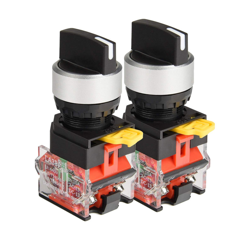 [Australia - AusPower] - APIELE 22mm 2 Position Selector Switch 10A 440V Push Button Switch Maintained (Pack of 2) 