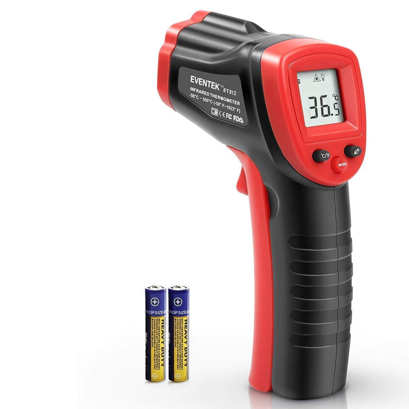 [Australia - AusPower] - Eventek Infrared Thermometer, -50°C~550°C (-58°F~1022°F) IR Laser Thermometer, Non-Contact Digital Temperature Gun for Kitchen Cooking,BBQ,Chocolate,Pizza,Industrial Red/Black【Non-Body use】 Red and Black 