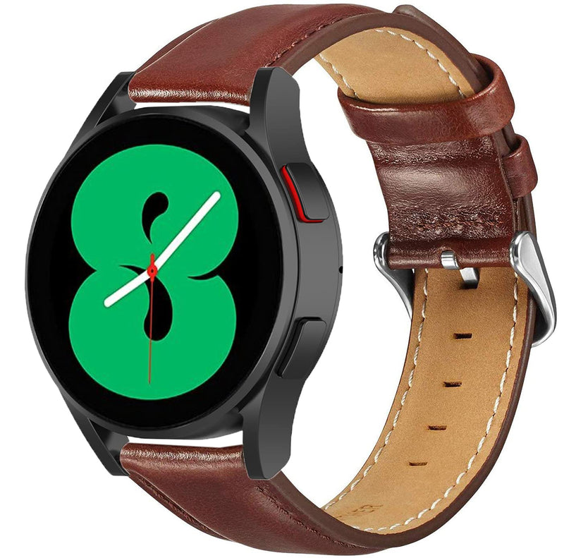 [Australia - AusPower] - OTOPO Compatible Samsung Galaxy Watch 4 Band 44/40mm/4 Classic Bands 46mm 42mm/Active 2 Bands, 20mm Genuine Leather Strap Replacement Bands Bracelet for Galaxy Watch4 Classic 42/46mm Smartwatch -Brown Leather-Brown 20mm Band fit for 5.9"-8" Wrist 