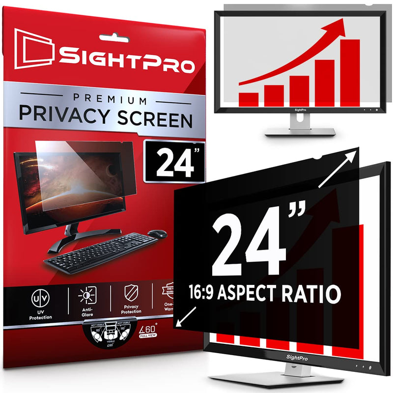 [Australia - AusPower] - SightPro 24 Inch Computer Privacy Screen Filter for 16:9 Widescreen Monitor - Privacy Shield and Anti-Glare Protector 24 Inch (Diagonal) - 16:9 Aspect Ratio 