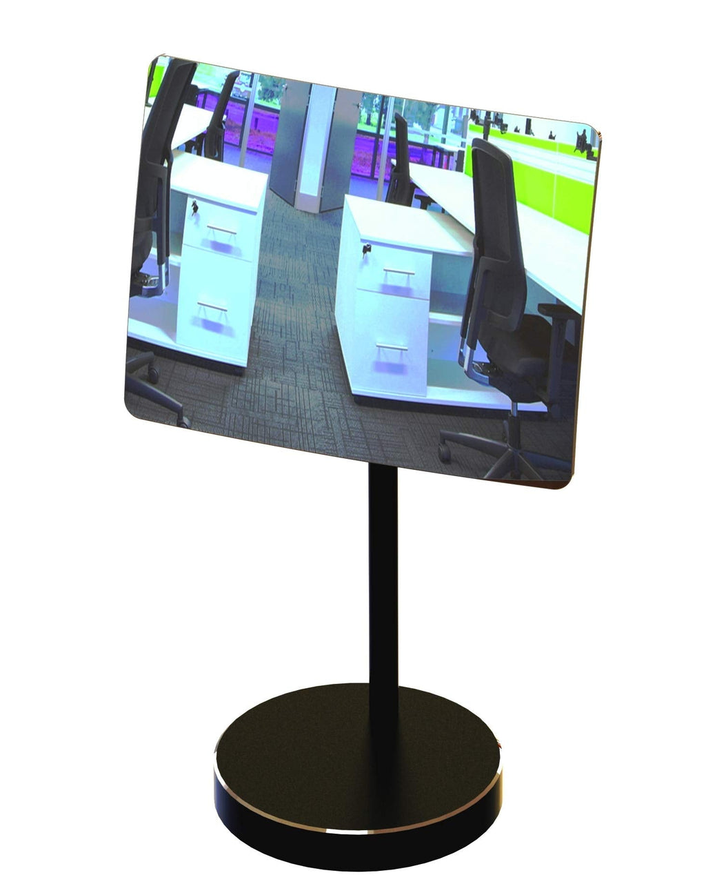 [Australia - AusPower] - Desk and Cubicle Mirror to See Behind You, Black Stand with Detachable Wide Angle Real Glass Mirror, Small & Discrete, Beautiful Design, Perfect Curvature for an exceptionally Clear View 