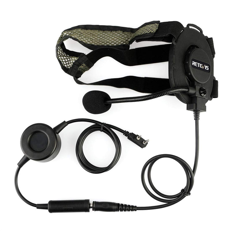 [Australia - AusPower] - Retevis Tactical Military Headset with Mic 2 Pin, Compatible with Retevis RT22 RT21 H-777 Baofeng UV-5R 888S pxton Walkie Talkie, Noise Reduction 2 Way Radio Headphone with Big PTT(1 Pack) 