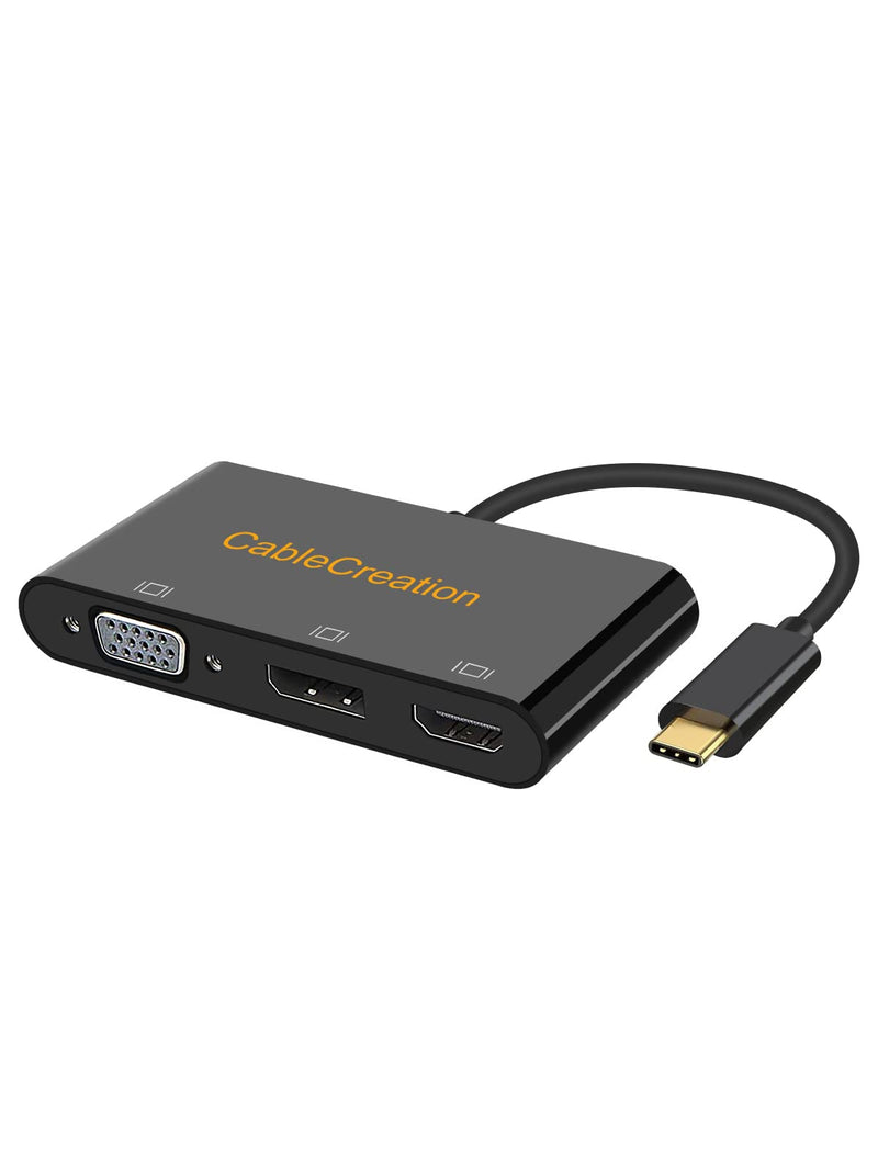 [Australia - AusPower] - USB C to HDMI VGA DP Adapter, CableCreation 3 in 1 USB-C Male to HDMI VGA DisplayPort Female Adapter Compatible with MacBook Pro 2019, iPad Pro 2018, Xps 13/15, Spectre x360, Galaxy 10, G5, Black 