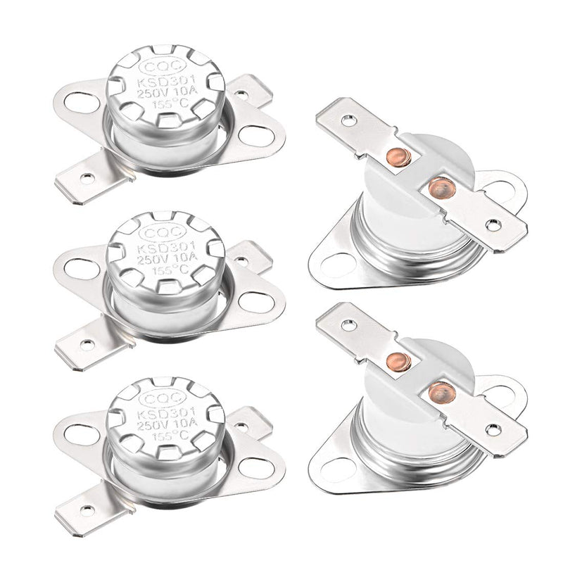 [Australia - AusPower] - uxcell KSD301 Thermostat 155°C/311°F 10A Normal Closed N.C Adjust Snap Disc Temperature Switch for Microwave,Oven,Coffee Maker 5pcs 