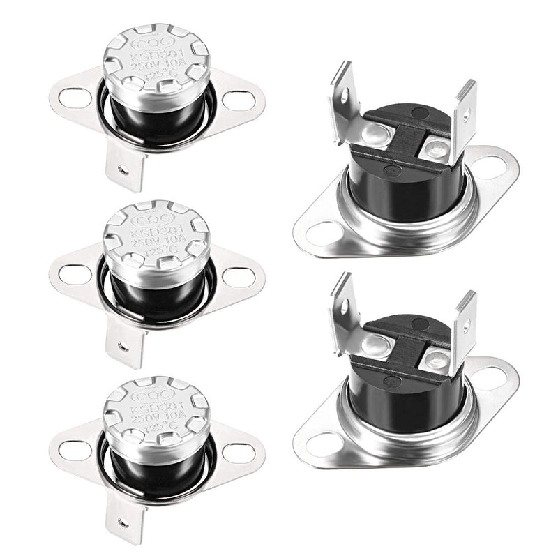 [Australia - AusPower] - uxcell KSD301 Thermostat 125°C/257°F Normally Closed N.C Adjust Snap Disc Temperature Switch for Microwave,Oven,Coffee Maker 5pcs 