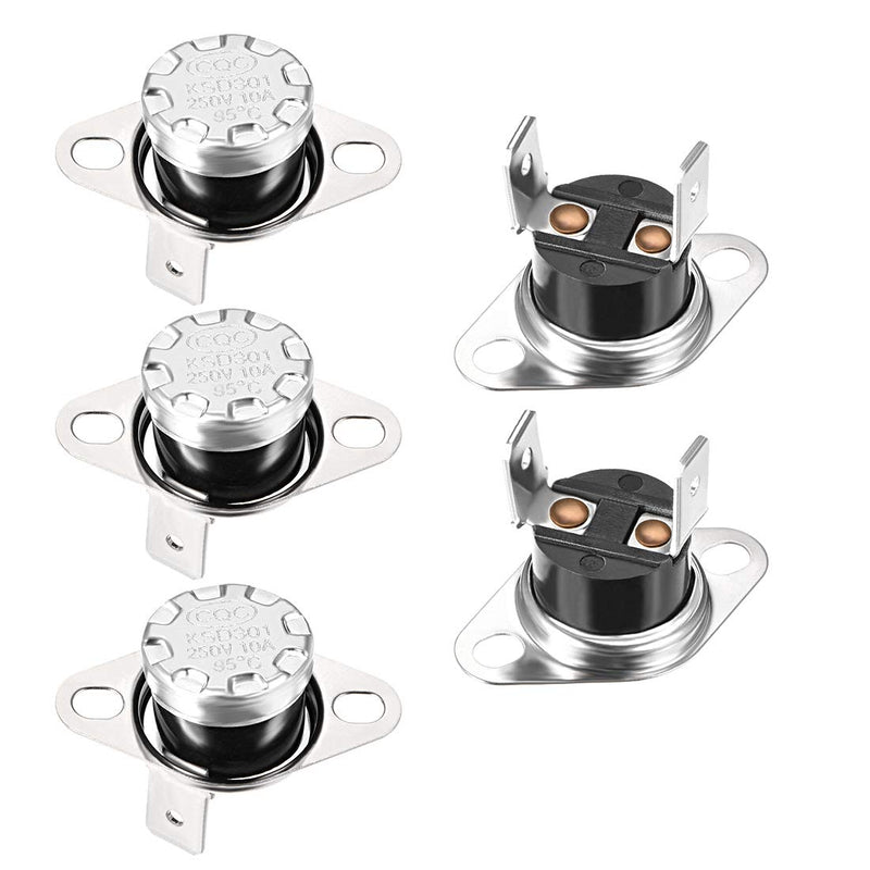 [Australia - AusPower] - uxcell KSD301 Thermostat 95°C/203°F 10A Normally Open N.O Adjust Snap Disc Temperature Switch for Microwave Oven Coffee Maker 5pcs 