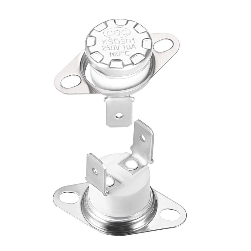 [Australia - AusPower] - uxcell KSD301 Thermostat 160°C/320°F 10A Normally Closed N.C Adjust Snap Disc Temperature Switch 2pcs 