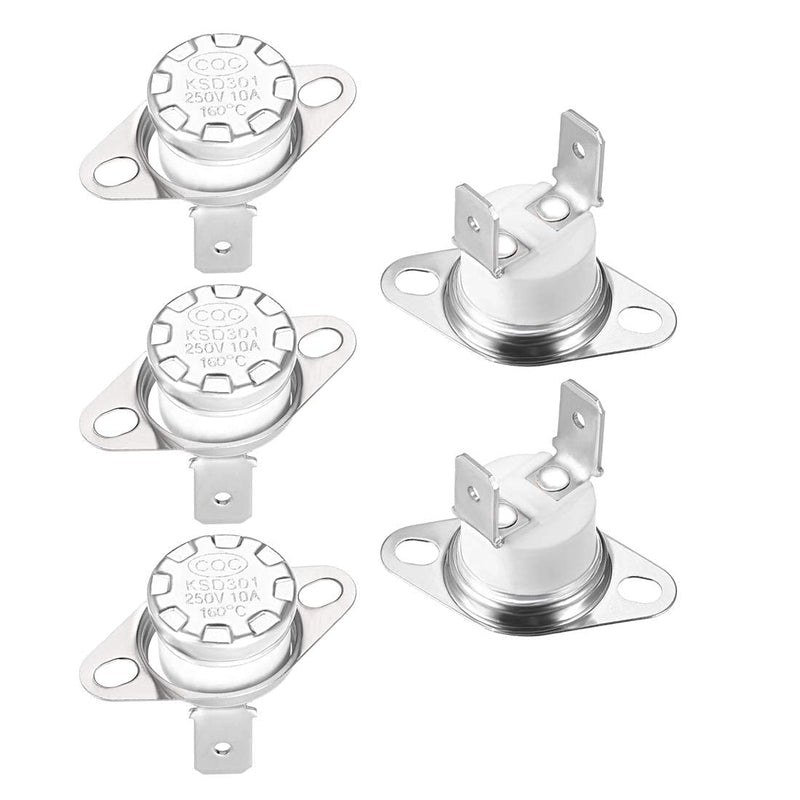 [Australia - AusPower] - uxcell KSD301 Thermostat 160°C/320°F 10A Normally Closed N.C Adjust Snap Disc Temperature Switch for Microwave,Oven,Coffee Maker 5pcs 