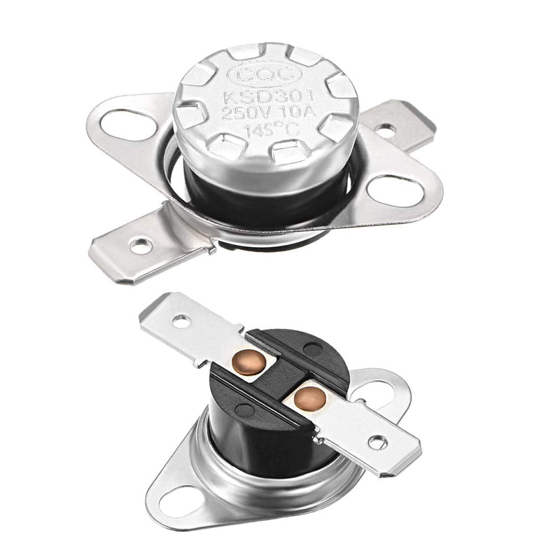 [Australia - AusPower] - uxcell KSD301 Thermostat 145°C/293°F 10A Normal Closed N.C Adjust Snap Disc Temperature Switch for Microwave,Oven,Coffee Maker 2pcs 