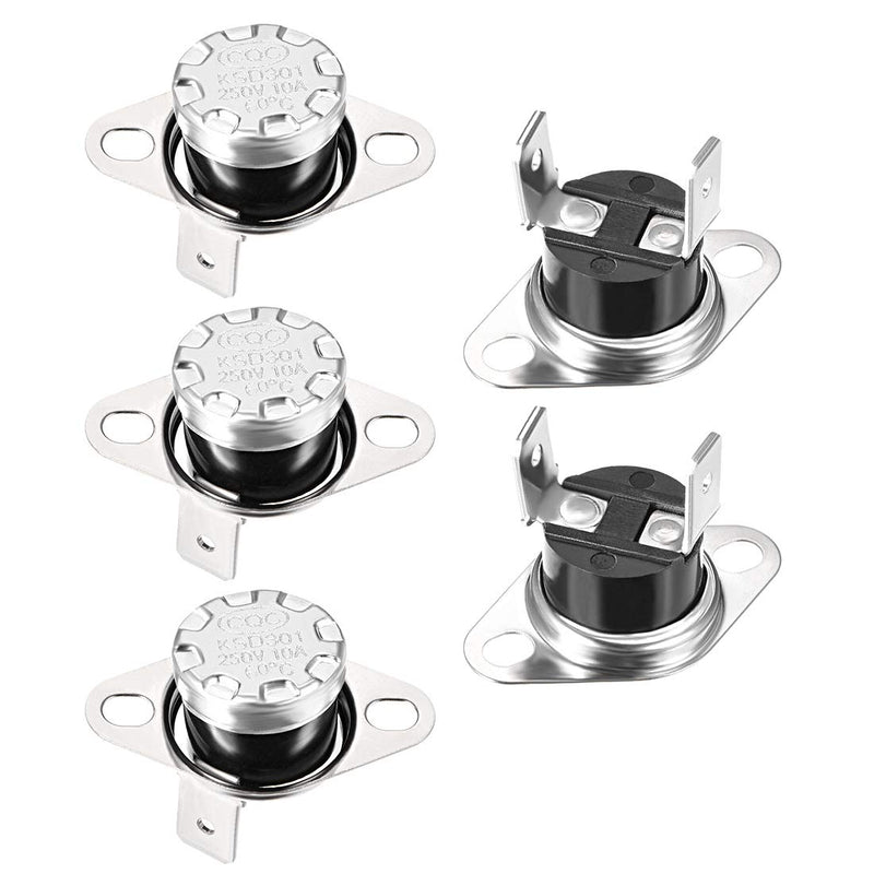 [Australia - AusPower] - uxcell KSD301 Thermostat 60°C/140°F 10A Normally Open N.O Adjust Snap Disc Temperature Switch for Microwave Oven Coffee Maker 5pcs 