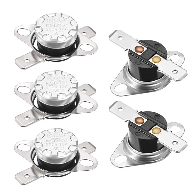 [Australia - AusPower] - uxcell KSD301 Thermostat 55°C/131°F 10A Normally Open N.O Adjust Snap Disc Temperature Switch for Microwave,Oven,Coffee Maker 5pcs 