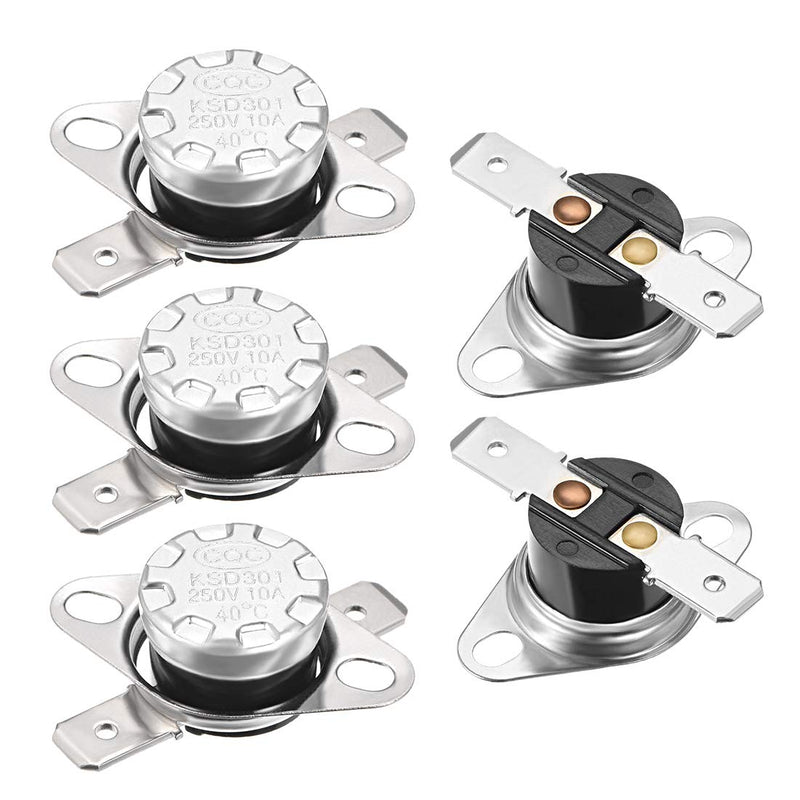 [Australia - AusPower] - uxcell KSD301 Thermostat 40°C/104°F 10A Normally Open N.O Adjust Snap Disc Temperature Switch 5pcs 