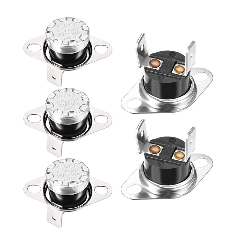 [Australia - AusPower] - uxcell KSD301 Thermostat 80°C/176°F Normally Open N.O Adjust Snap Disc Temperature Switch for Microwave,Oven,Coffee Maker 5pcs 