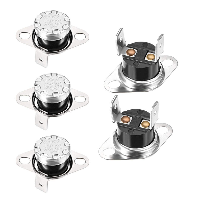 [Australia - AusPower] - uxcell KSD301 Thermostat 40°C/104°F 10A Normally Open N.O Adjust Snap Disc Temperature Switch for Microwave Oven Coffee Maker 5pcs 