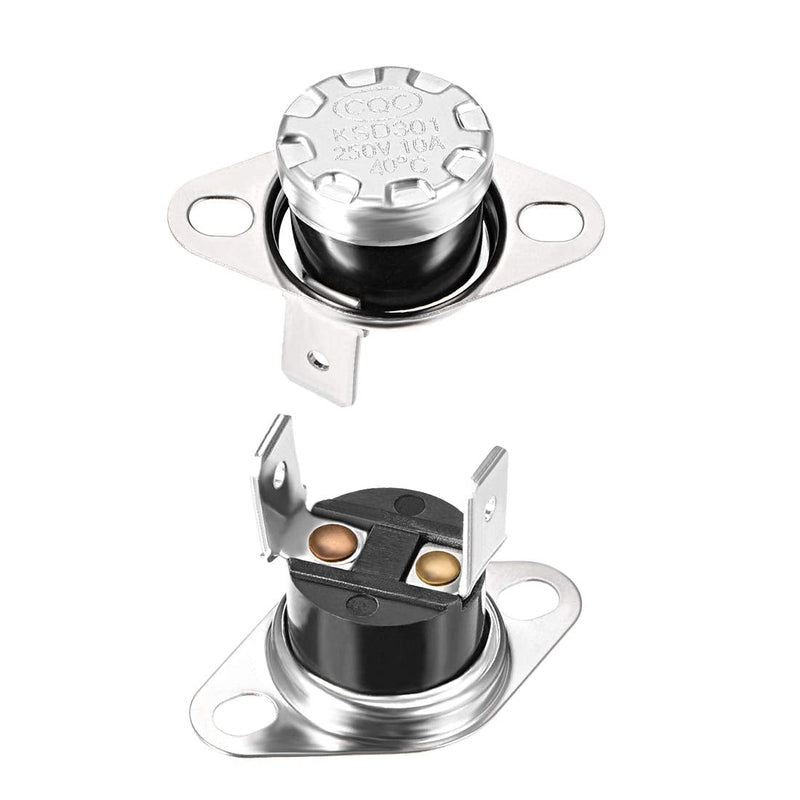 [Australia - AusPower] - uxcell KSD301 Thermostat 40°C/104°F 10A Normally Open N.O Adjust Snap Disc Temperature Switch for Microwave Oven Coffee Maker 2pcs 