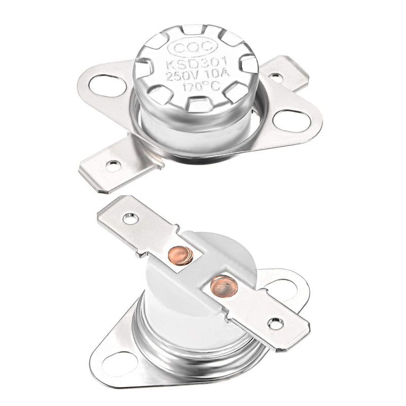 [Australia - AusPower] - uxcell KSD301 Thermostat 170°C/338°F 10A Normally Closed N.C Adjust Snap Disc Temperature Switch for Microwave,Oven,Coffee Maker 2pcs 