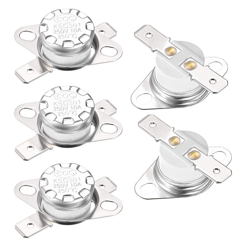 [Australia - AusPower] - uxcell KSD301 Thermostat 250°C/482°F 10A Normal Closed N.C Adjust Snap Disc Temperature Switch for Microwave,Oven,Coffee Maker 5pcs 