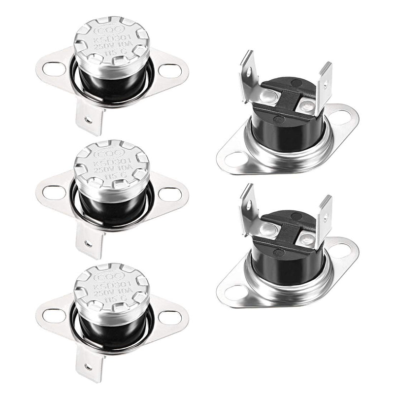 [Australia - AusPower] - uxcell KSD301 Thermostat 115°C/239°F 10A Normally Closed N.C Adjust Snap Disc Temperature Switch for Microwave Oven Coffee Maker 5pcs 