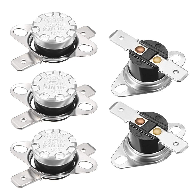 [Australia - AusPower] - uxcell KSD301 Thermostat 50°C/122°F 10A Normally Open N.O Adjust Snap Disc Temperature Switch for Microwave,Oven,Coffee Maker 5pcs 