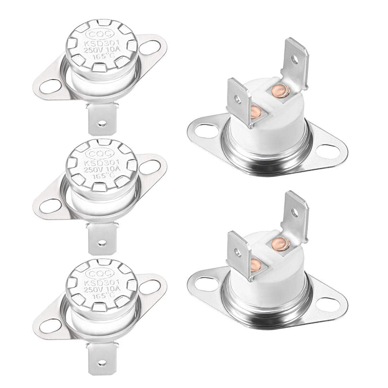 [Australia - AusPower] - uxcell KSD301 Thermostat 165°C/329°F 10A Normally Closed N.C Adjust Snap Disc Temperature Switch for Microwave,Oven,Coffee Maker 5pcs 