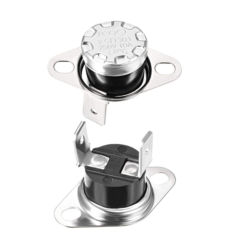 [Australia - AusPower] - uxcell KSD301 Thermostat 60°C/140°F 10A Normally Open N.O Adjust Snap Disc Temperature Switch for Microwave Oven Coffee Maker 2pcs 