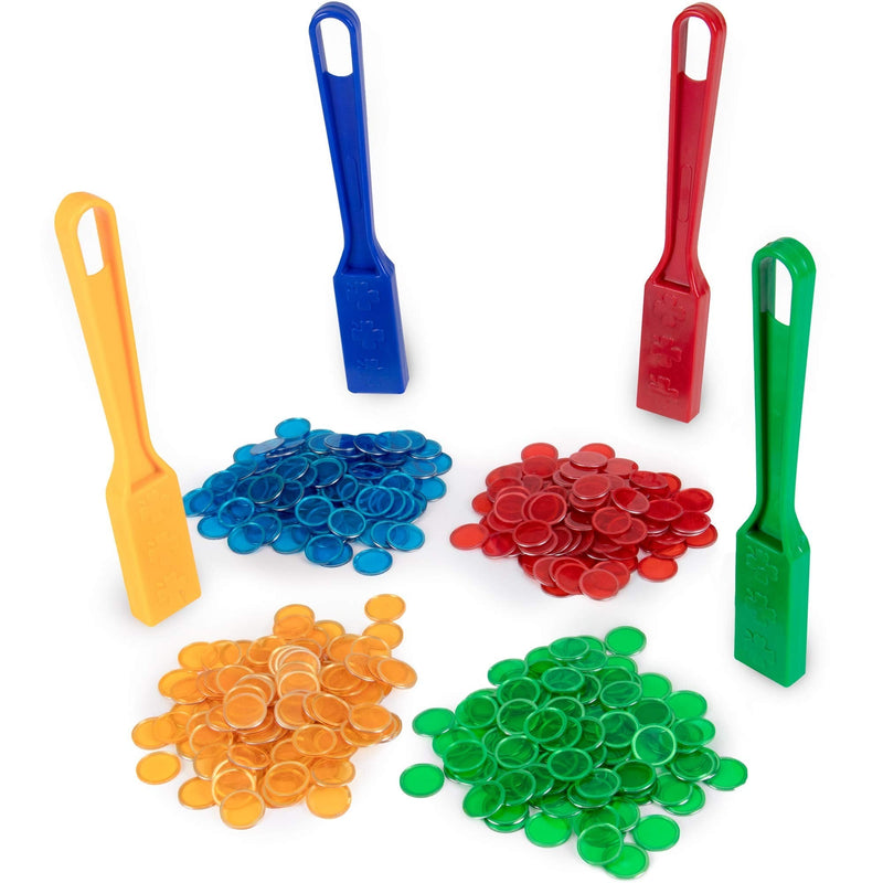 [Australia - AusPower] - Magnetic Bingo Wands, 4-Pack & 400 Metal Chips - Bulk Accessories for Senior & Family Game Nights - Educational STEM Kits for Learning, Sensory Bins, Science, Counting & Sorting 