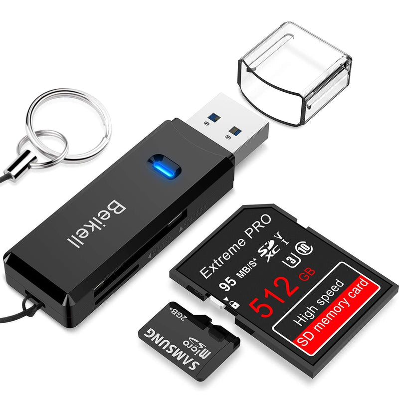 [Australia - AusPower] - Beikell USB 3.0 Card Reader, High-Speed SD/Micro SD Card Reader Memory Card Adapter-Supports SD/Micro SD/TF/SDHC/SDXC/MMC-Compatible with Windows,OS 