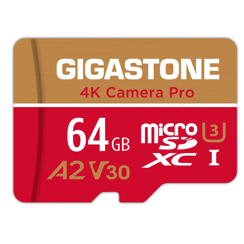 [Australia - AusPower] - [5-Yrs Free Data Recovery] Gigastone 64GB Micro SD Card, 4K Camera Pro, UHD Video for GoPro, Action Camera, Wyze, DJI, Drone, Nintendo-Switch, R/W up to 95/35MB/s MicroSDXC Memory Card UHS-I U3 A2 V30 64GB 4K Camera 1 Pack 