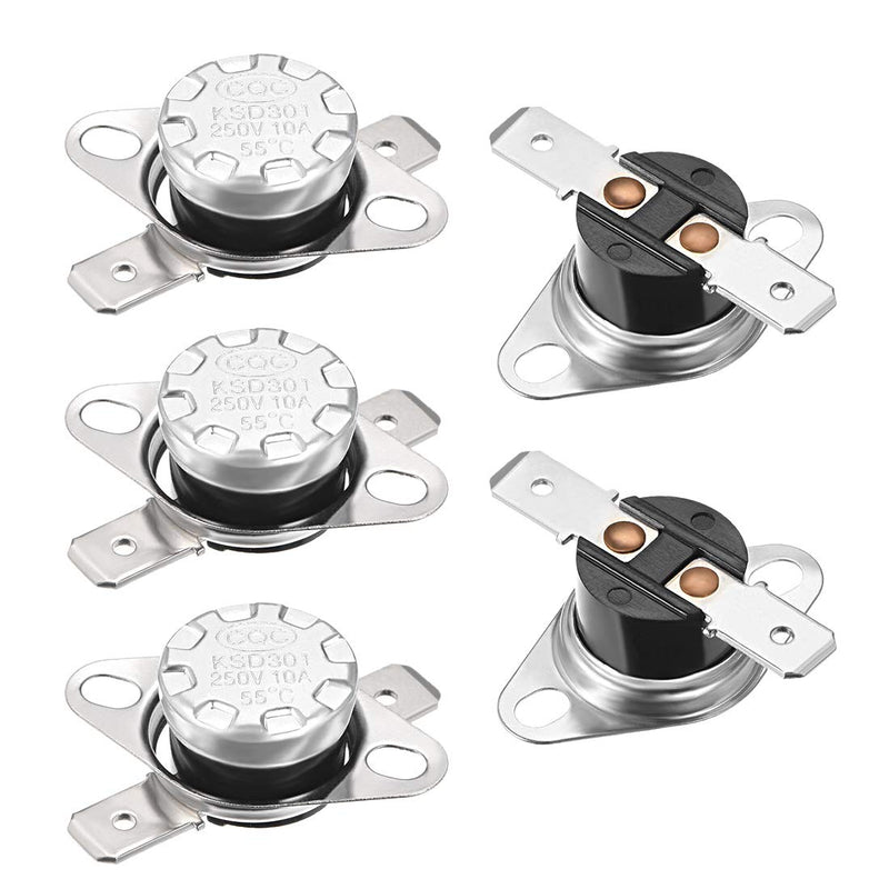 [Australia - AusPower] - uxcell KSD301 Thermostat 55°C/131°F 10A Normally Closed N.C Adjust Snap Disc Temperature Switch 5pcs 