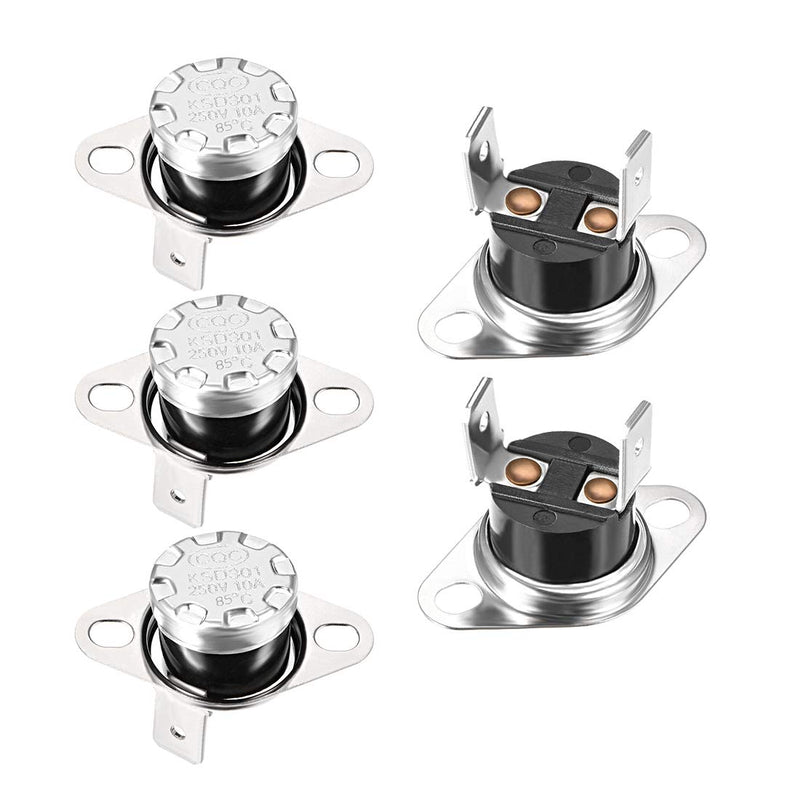 [Australia - AusPower] - uxcell KSD301 Thermostat 85°C/185°F 10A Normally Closed N.C Adjust Snap Disc Temperature Switch for Microwave Oven Coffee Maker 5pcs 