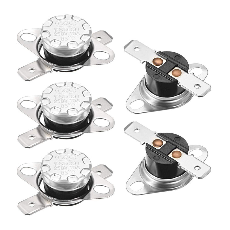 [Australia - AusPower] - uxcell KSD301 Thermostat 85°C/185°F 10A Normally Closed N.C Adjust Snap Disc Temperature Switch 5pcs 