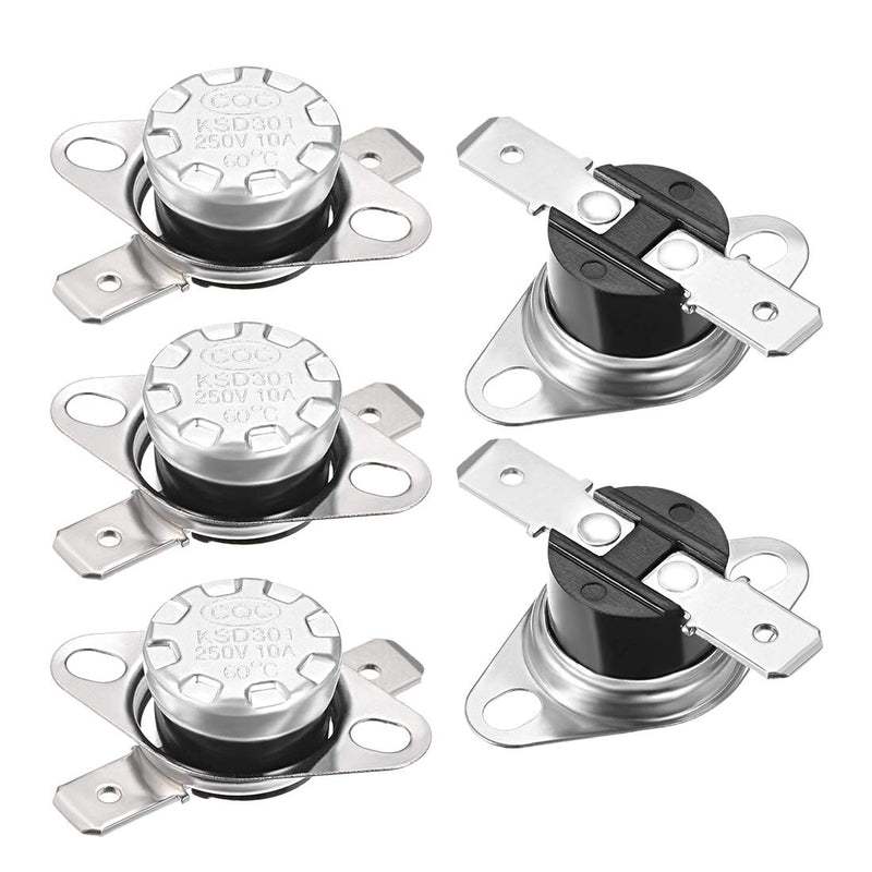 [Australia - AusPower] - uxcell KSD301 Thermostat 60°C/140°F 10A Normally Closed N.C Adjust Snap Disc Temperature Switch 5pcs 