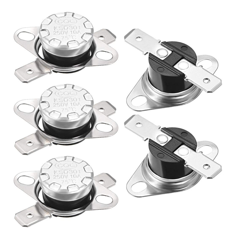 [Australia - AusPower] - uxcell KSD301 Thermostat 75°C/167°F 10A Normally Closed N.C Adjust Snap Disc Temperature Switch for Microwave,Oven,Coffee Maker 5pcs 